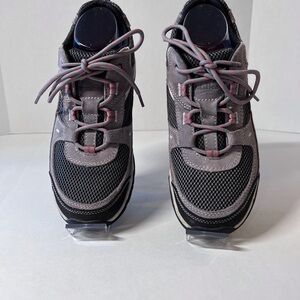 L.L. Bean Gray and Black Athletic Walking Shoes with Pink Accents